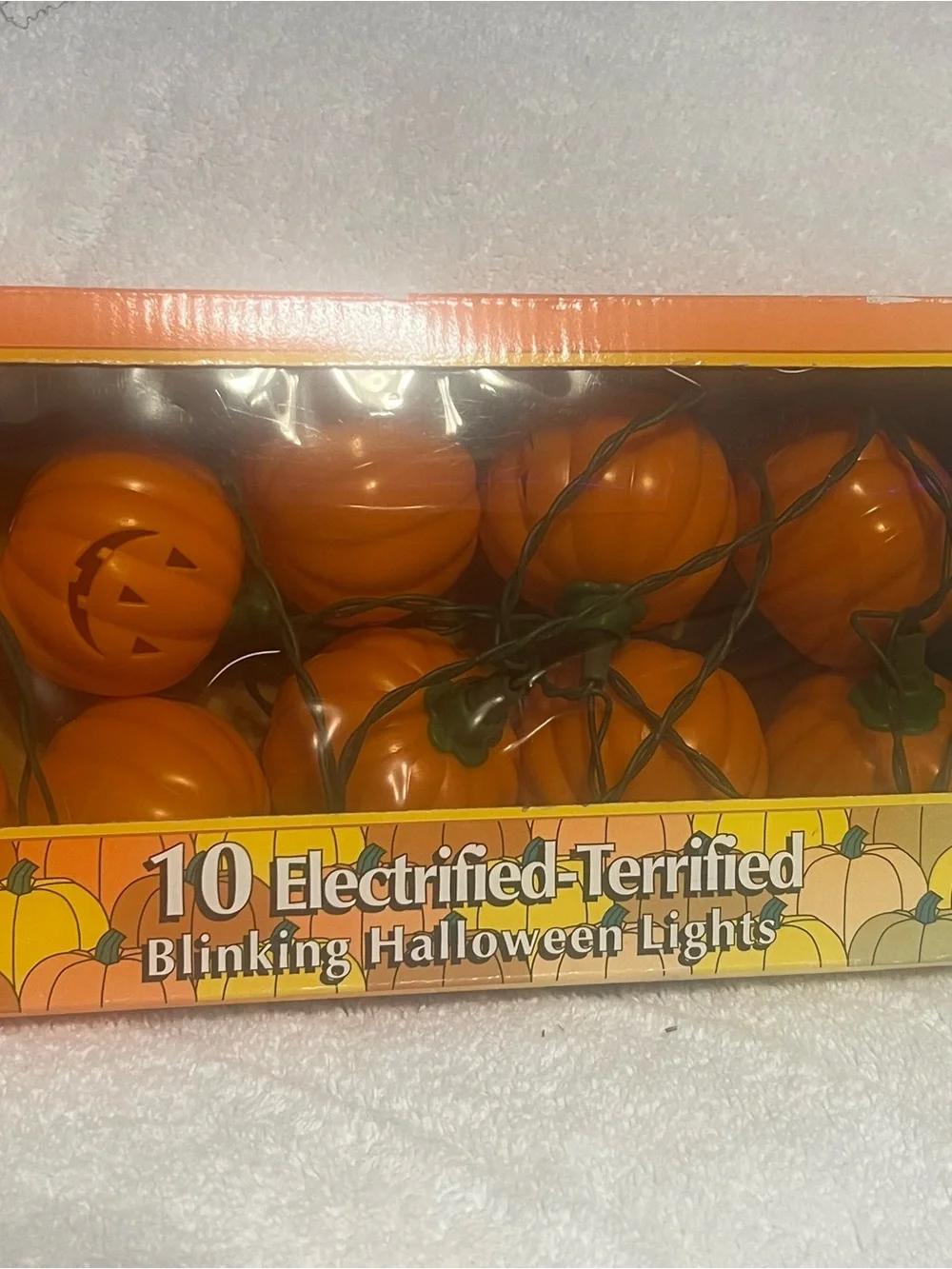 Electrified-Terrified Orange Pumpkin Blinking Halloween Lights